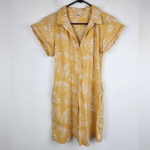 Faherty Linen Blend Yellow Shirt Dress Size Small.